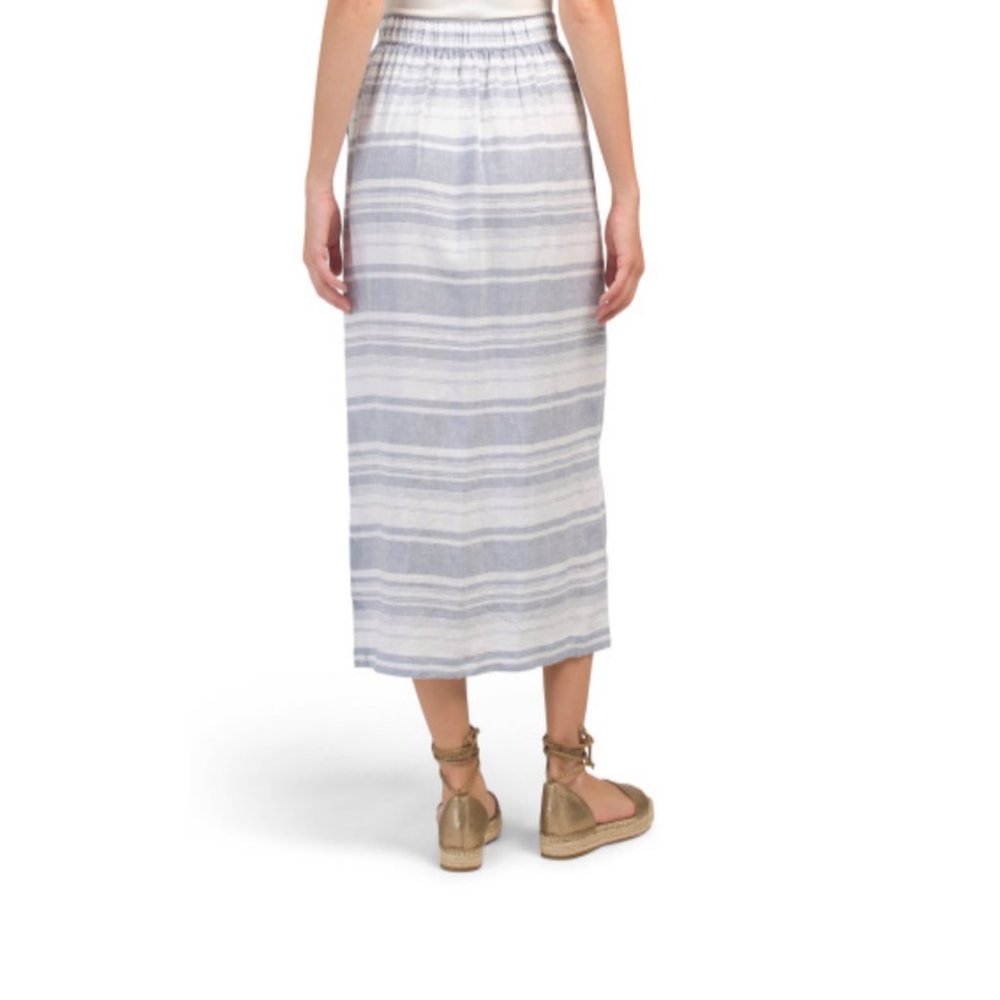 Cynthia Rowley NWT Striped Linen Midi Skirt - Picture 3 of 10